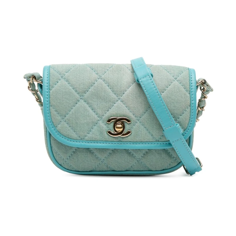 Chanel Vintage Women's Blue Vintage Cross Body Bags, One Size, Pre-Owned Quilted Crossbody Bag