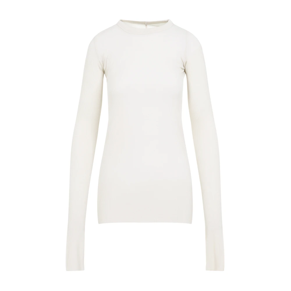 Rick Owens Geribbelde longsleeve top White Dames