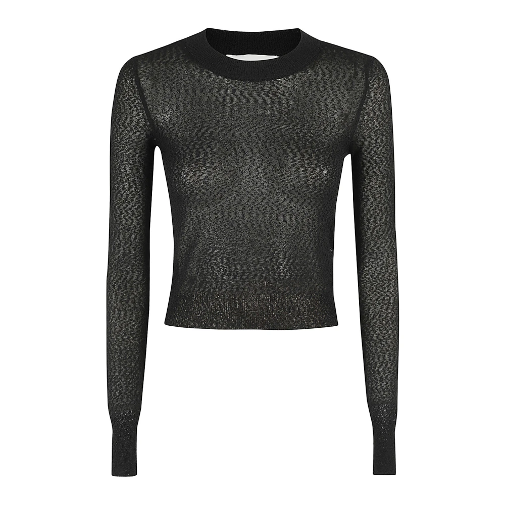 Ami Paris Cropped Crewneck Sweater Black Dames