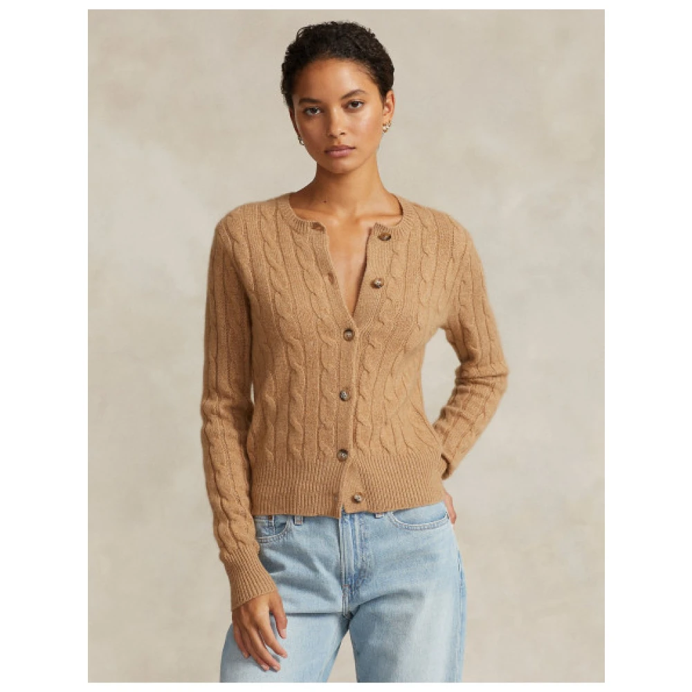 Polo Ralph Lauren Gebreide Kasjmier Cardigan Brown Dames