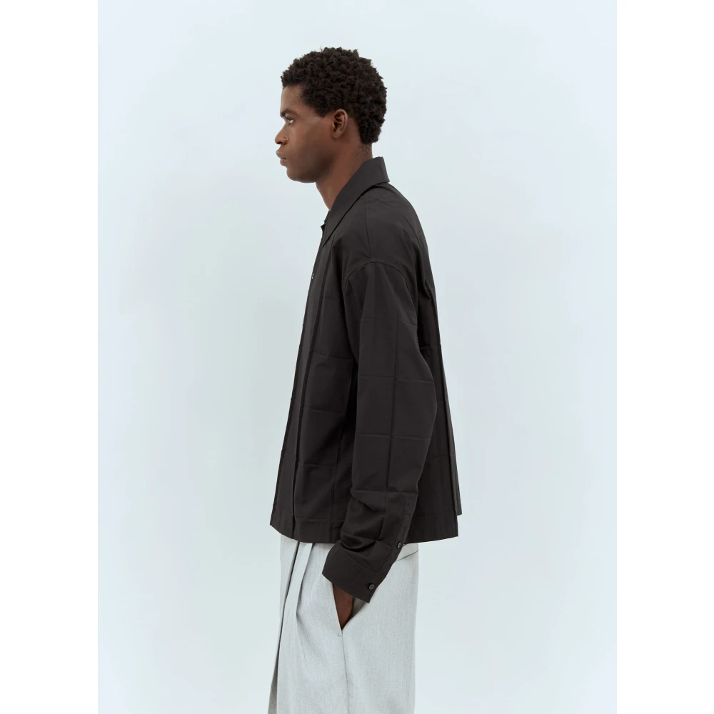 Jacquemus Shirt met Vierkant Paneel en Klassieke Kraag Black Heren