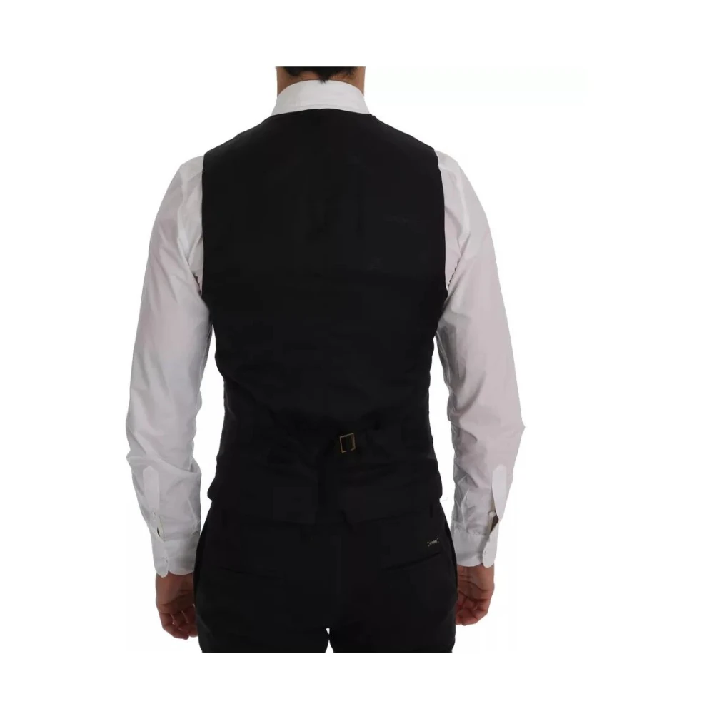 Dolce & Gabbana Blauw Gestreept Wollen Vest met Band Blue Heren