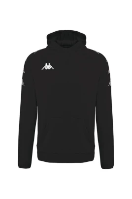 Svart huvtröja med tryckt logotyp