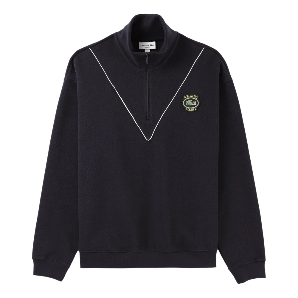 Lacoste Frans Heritage Quarter Zip Sweatshirt Navy Blue Heren