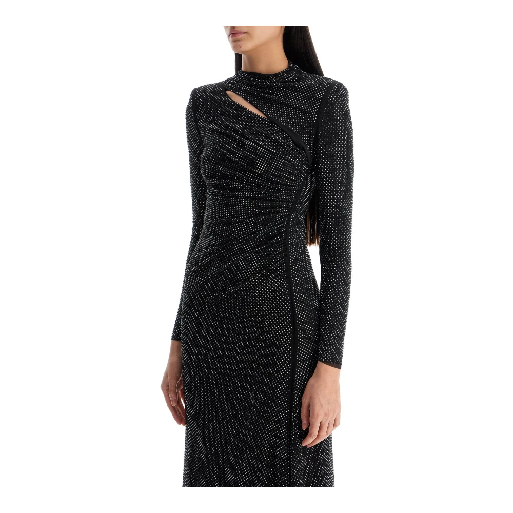 Self Portrait Maxi Jurk met Strass Mesh Black Dames