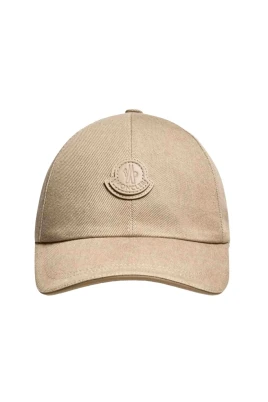 Baseballkeps i bomullsgabardin med logotyp i läder