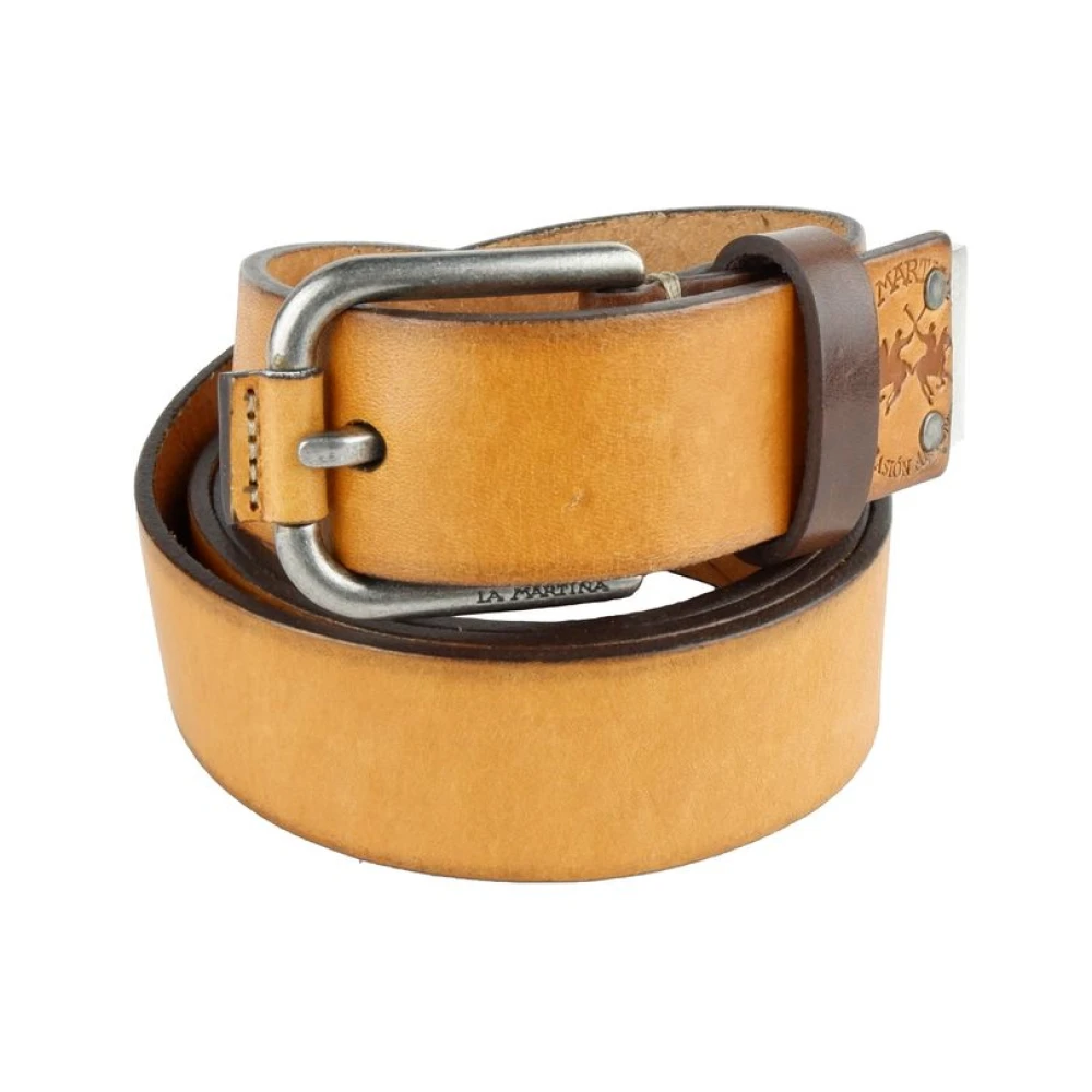 LA MARTINA Stijlvolle Unisex Leren Riem in Helder Geel Yellow Dames