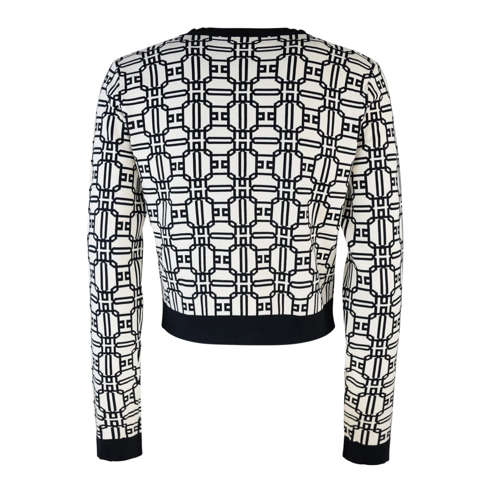 Elisabetta Franchi Logo Jacquard Cropped Vest Zwart Black Dames