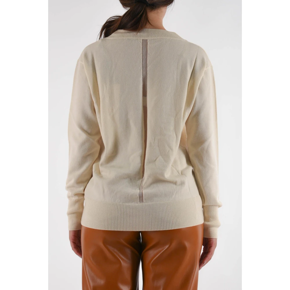 PATRIZIA PEPE Wol V-hals Trui met Lange Mouwen Beige Dames