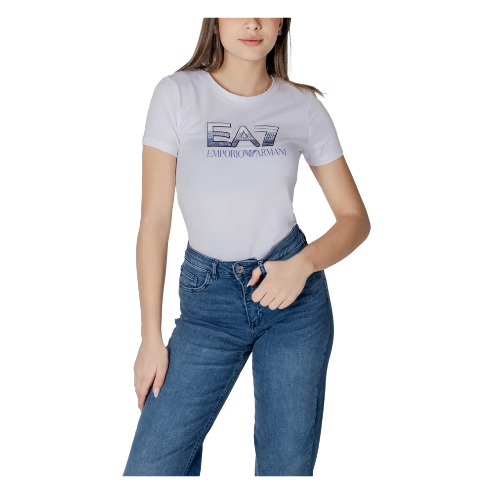 Emporio Armani EA7 Korte mouwen katoenen T-shirt collectie White Dames