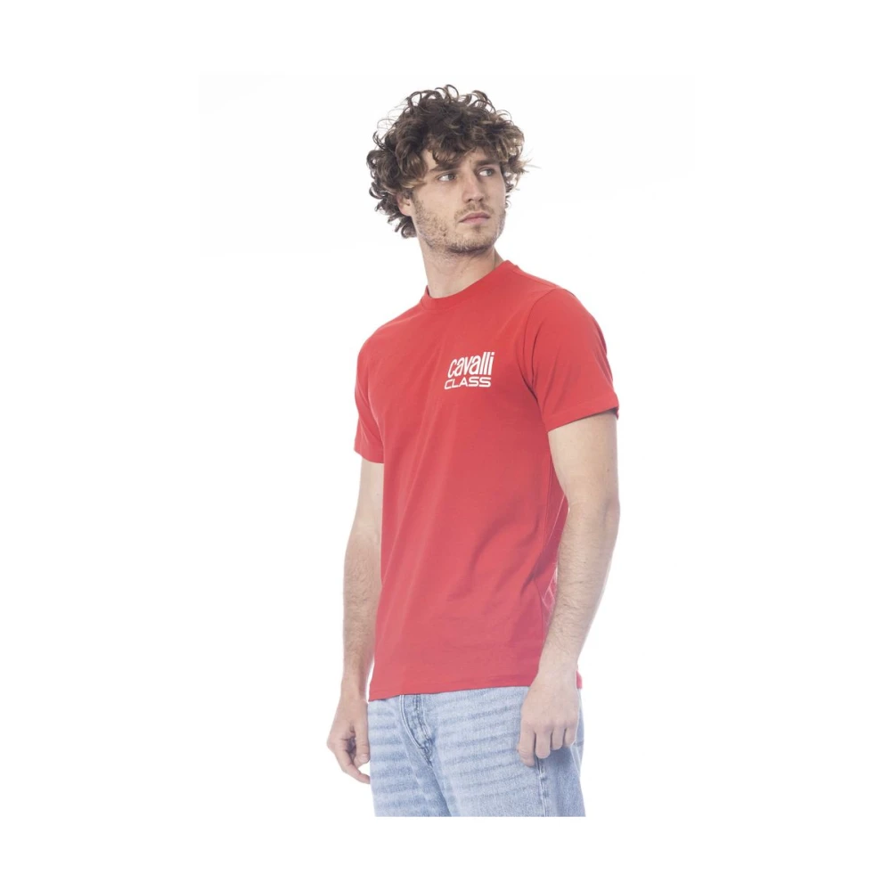 Cavalli Class Logo Print Ronde Hals T-Shirt Red Heren