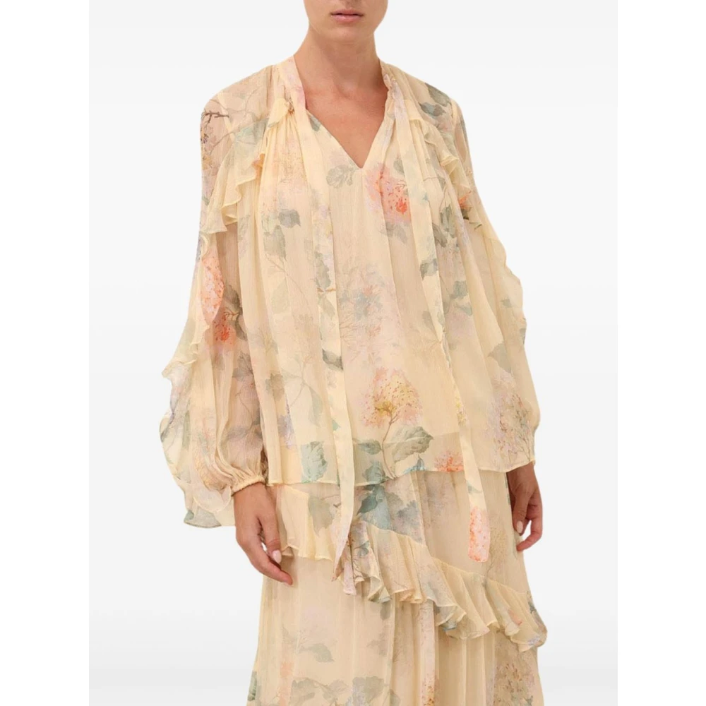 Zimmermann Gele Bloemenprint Gerimpelde Top Yellow Dames
