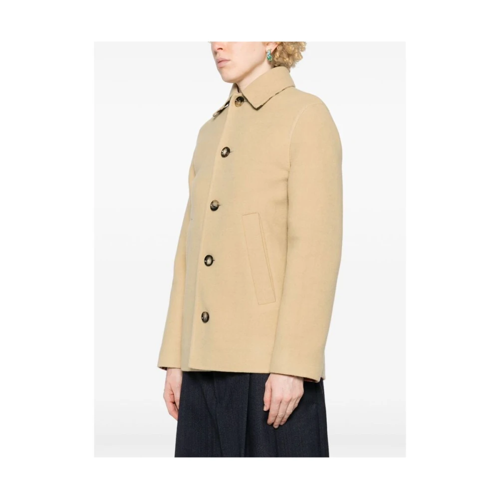 Burberry Beige Wollen Jas Vintage Check Voering Beige Dames