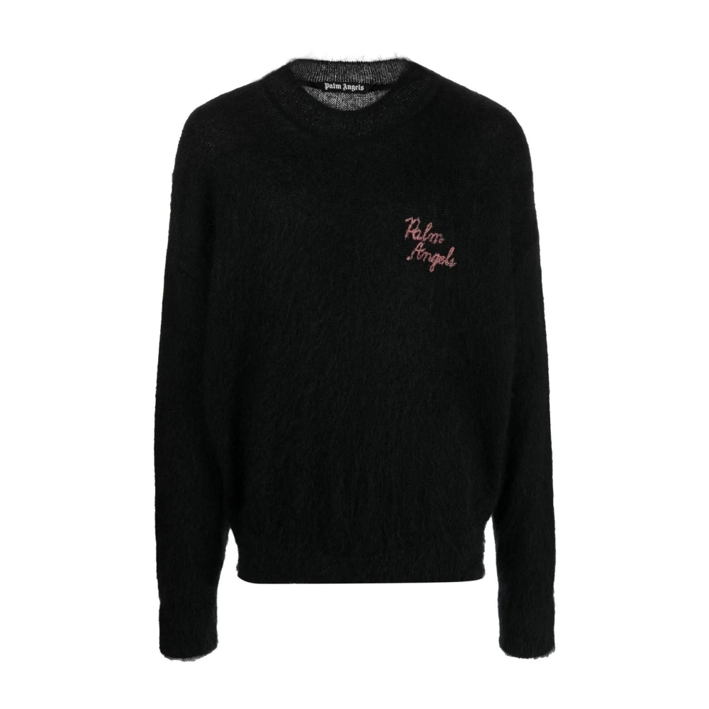 Palm Angels Women's Black Crew-Neck Pullover - Round-Neck Knitwear - M - Knitwear