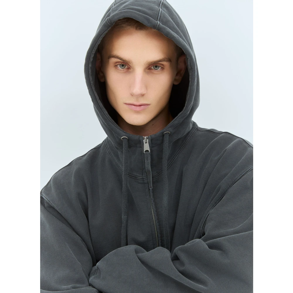 Maison Margiela Logo Print Hoodie van Katoenen Jersey Black Heren