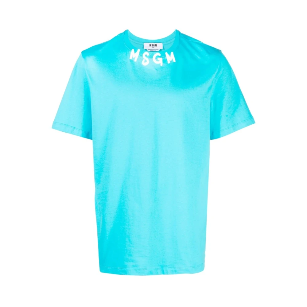 Msgm Men's Blue Cotton T-Shirt For - T-Shirts - Xl - Tops