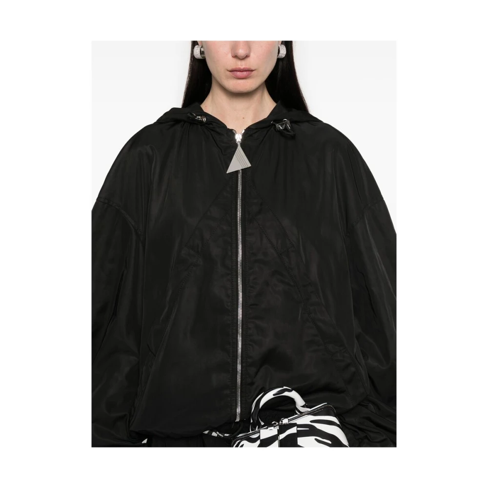 The Attico Zwart rits-voorzijde bovenkleding met wijde mouwen Black Dames