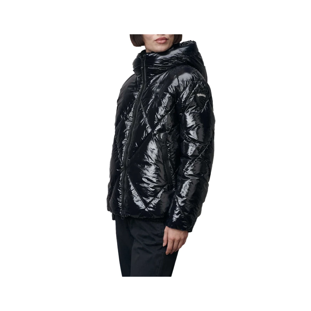 Blauer Elegante Zwarte Jas voor Vrouwen Black Dames