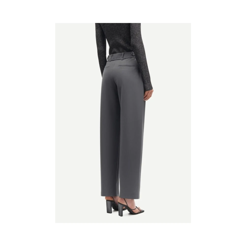 Samsøe Hoge taille wijde broek met riem Gray Dames