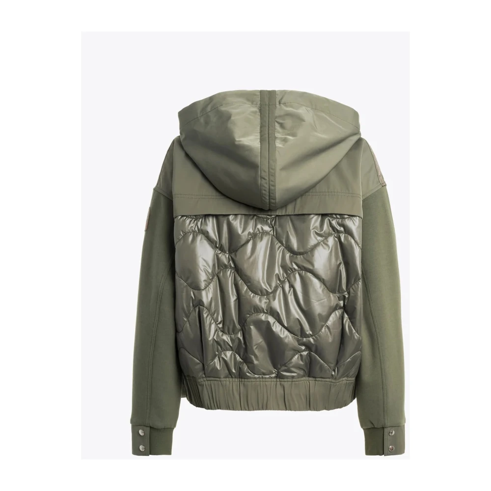 Parajumpers Hybride Hoodie Patchwork Fleece Green Dames
