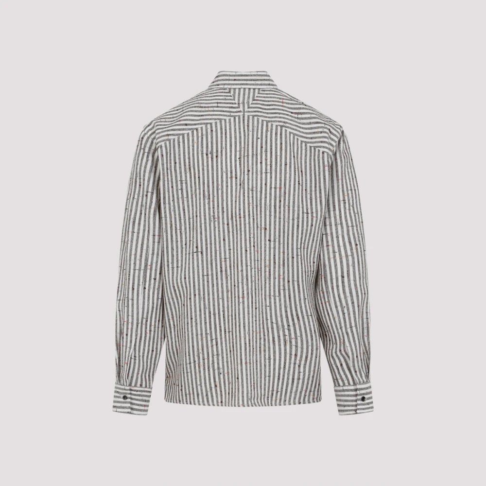 Bottega Veneta Gestreept shirt met lange mouwen Gray Heren