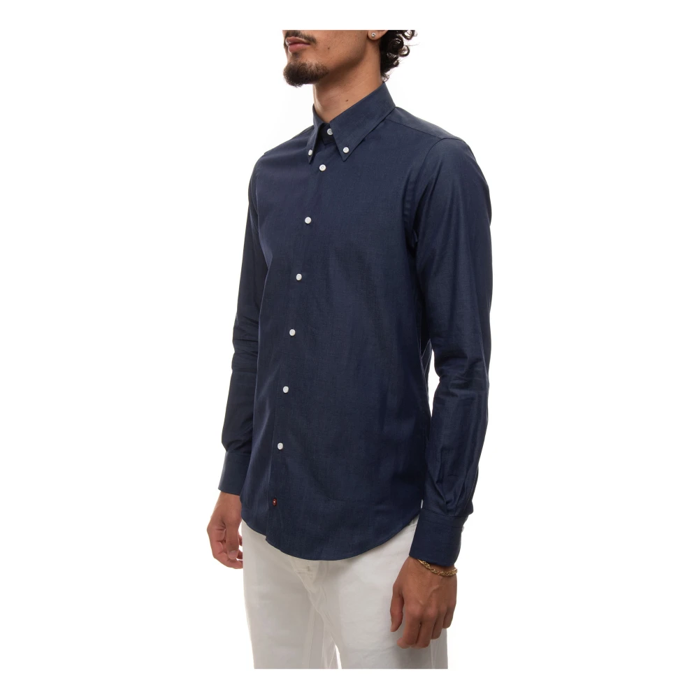 Càrrel Chambray Button-Down Casual Overhemd Blue Heren