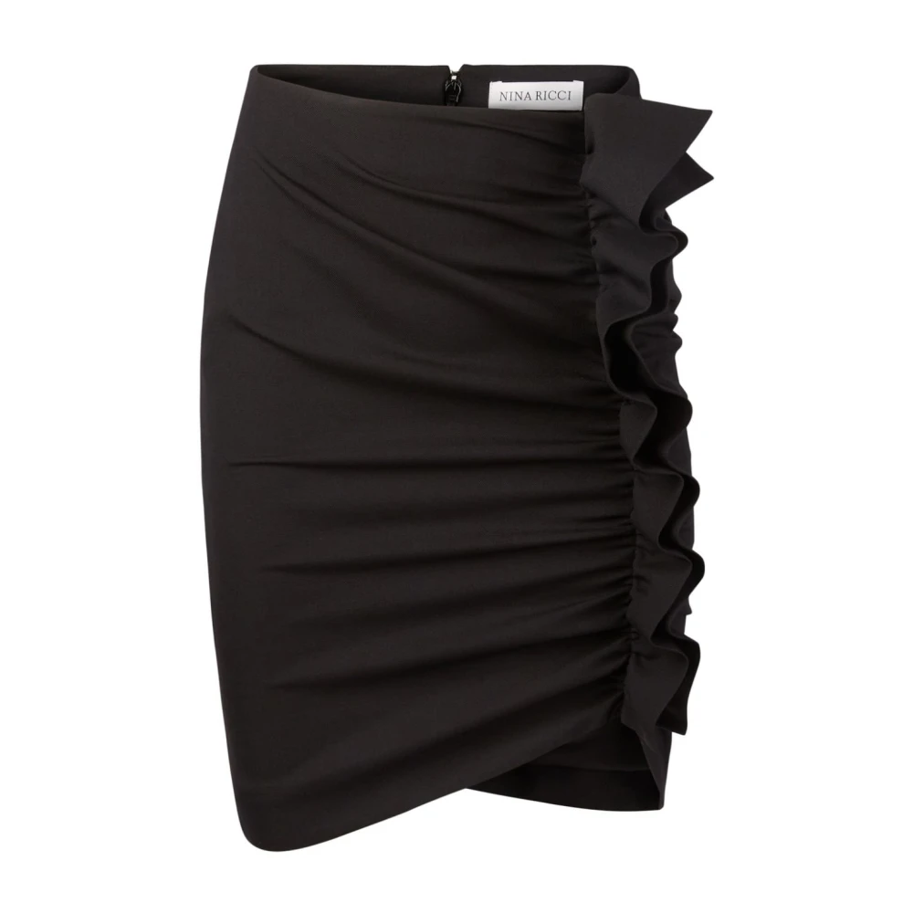 Nina Ricci Zwarte Wollen Draperie Rok Black Dames