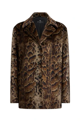 Kort sammetskavaj med leopardmönster