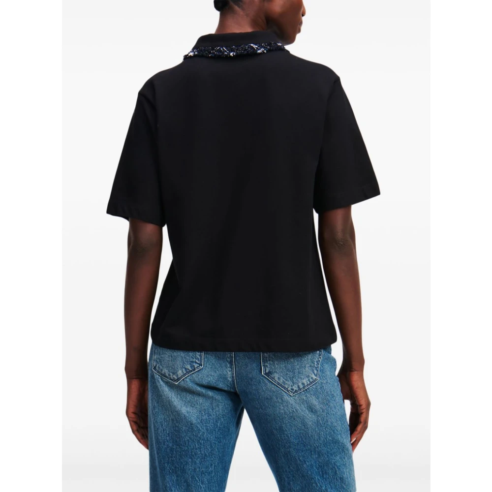 Karl Lagerfeld Polo MC Boucle Negro Cuello Combi Black Dames