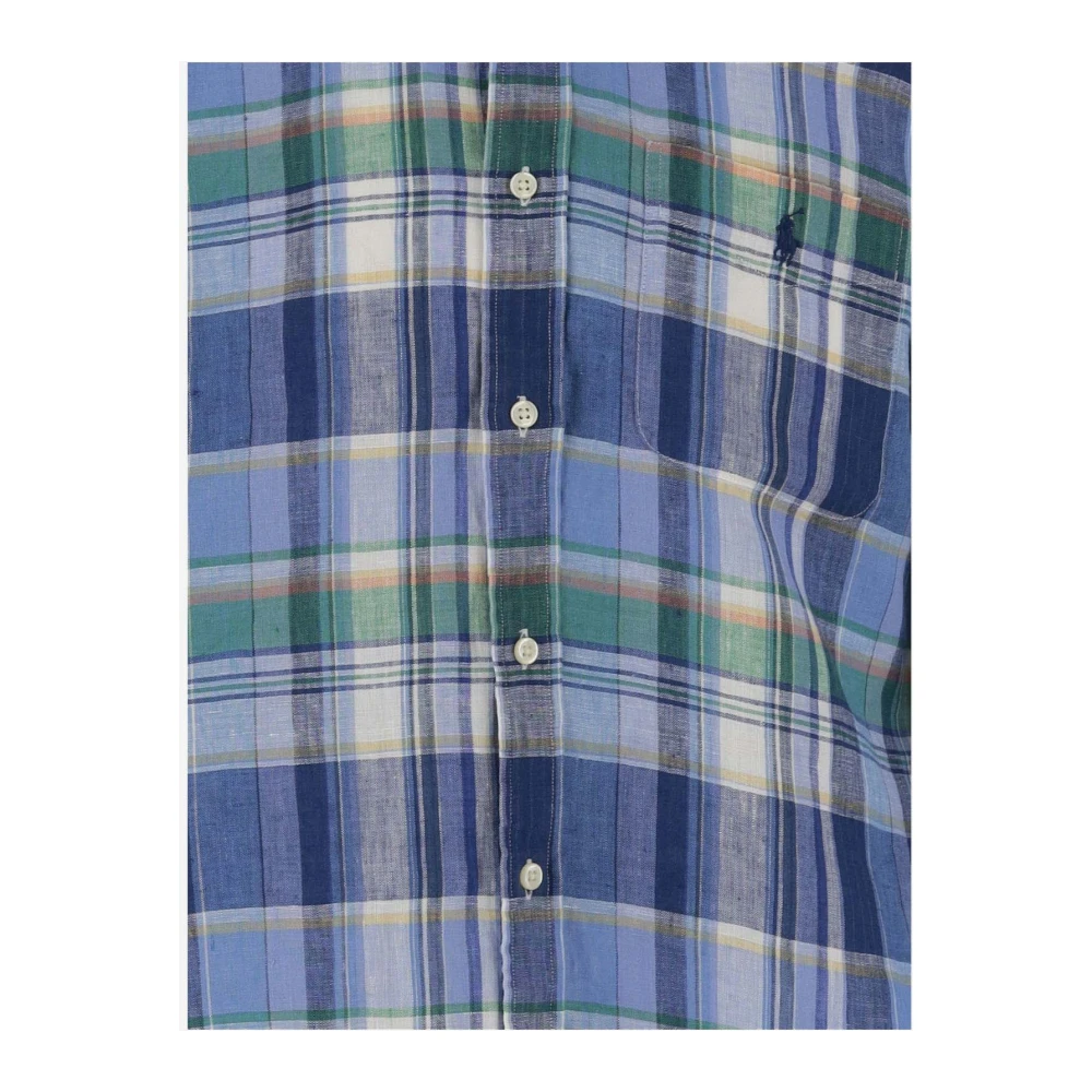 Ralph Lauren Geruite Linnen Overhemd Button-Down Kraag Multicolor Heren