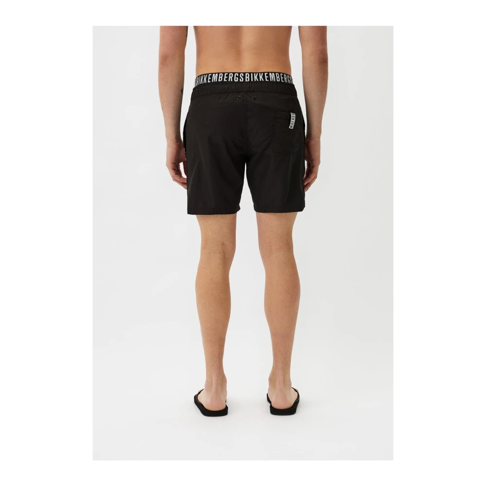 Bikkembergs Elastische Taille Logo Zwemshorts Black Heren