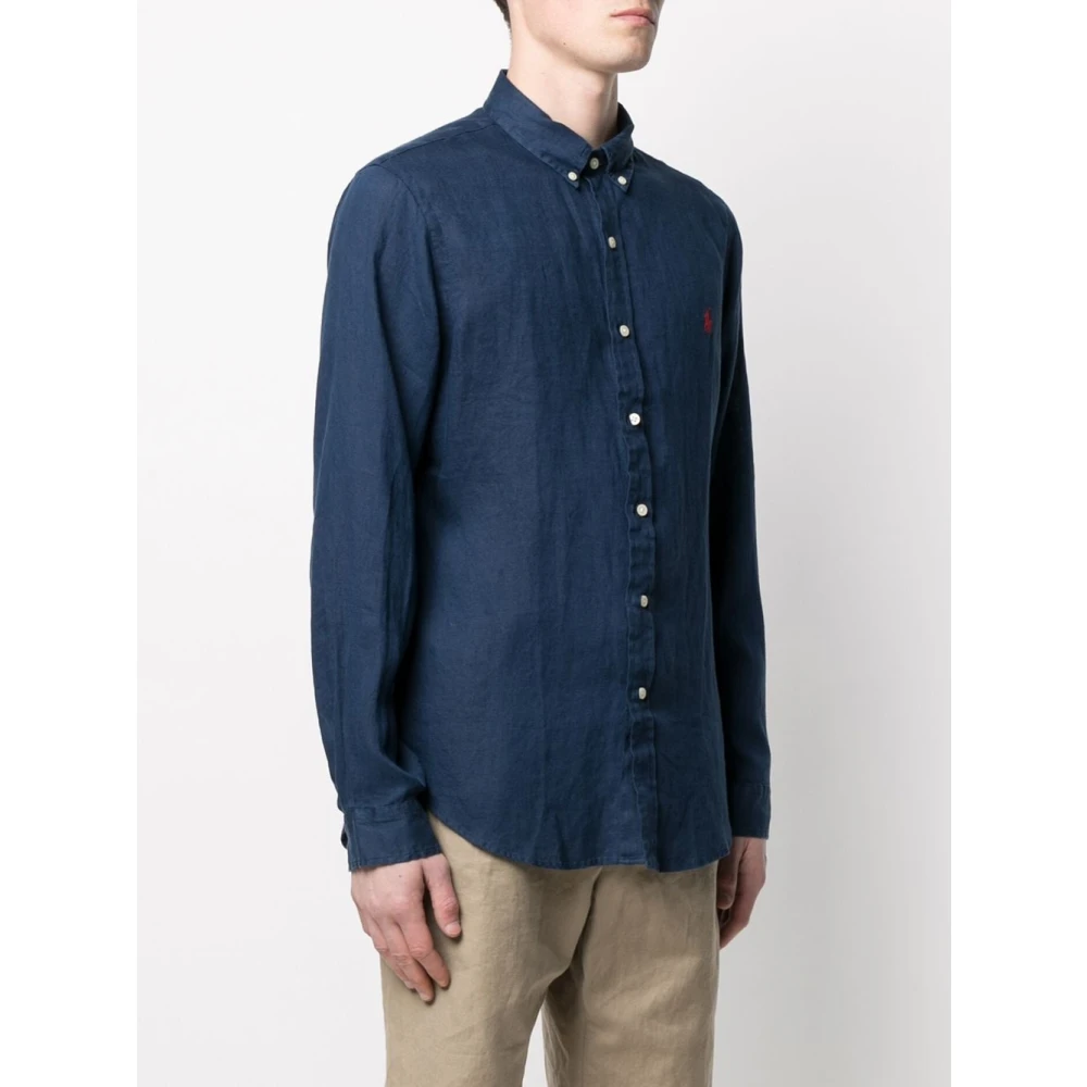 Ralph Lauren Navy Shirt voor Mannen Blue Heren