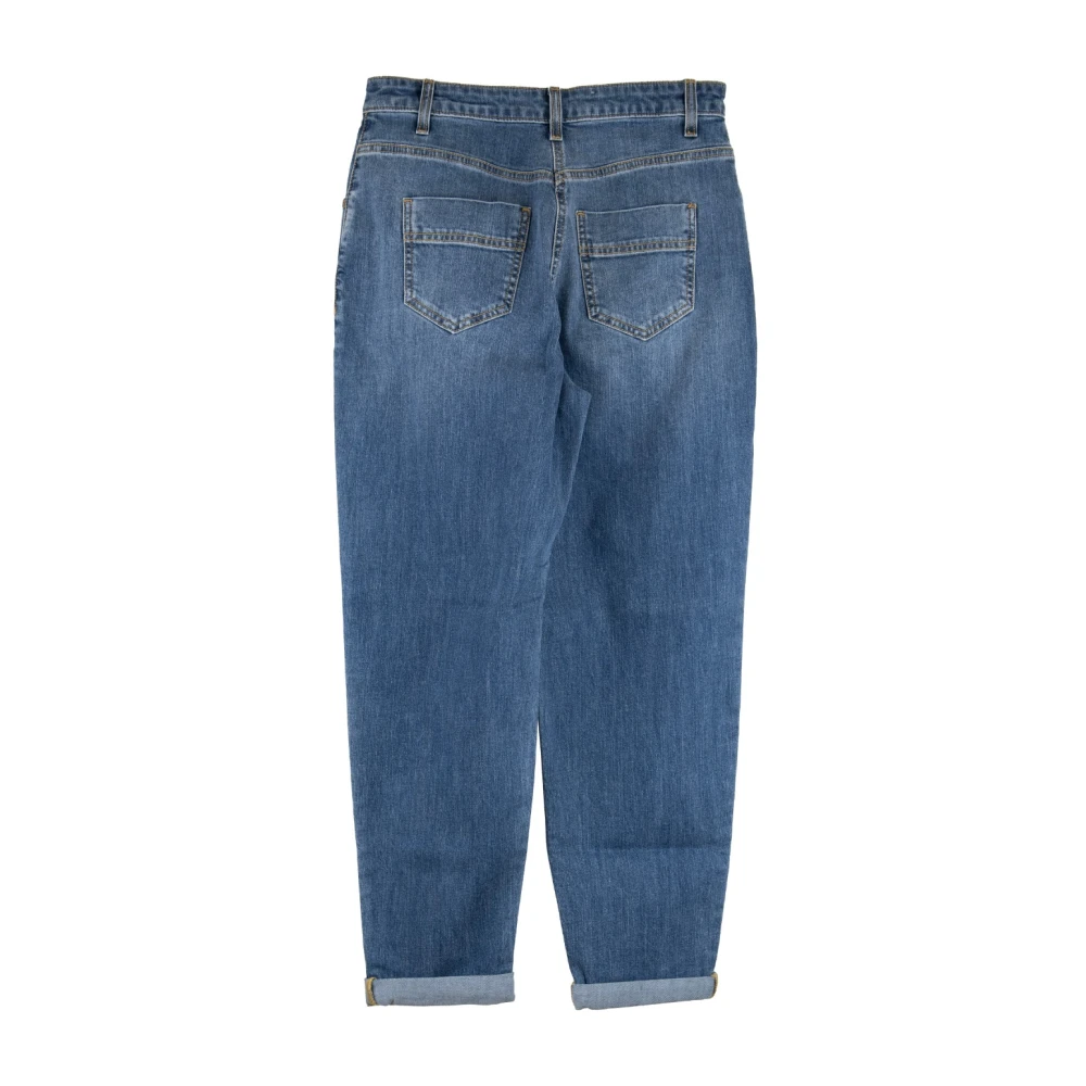 Elisabetta Franchi Ritssluiting Knoop Wijde Pijp Jeans Blue Dames