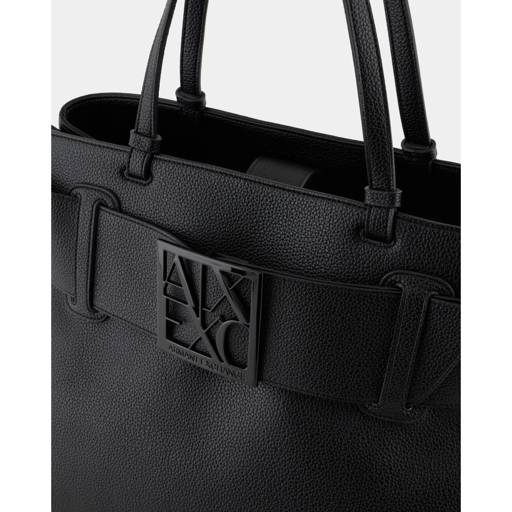 Armani Exchange Zwarte schoudertas met logodetail Black Dames