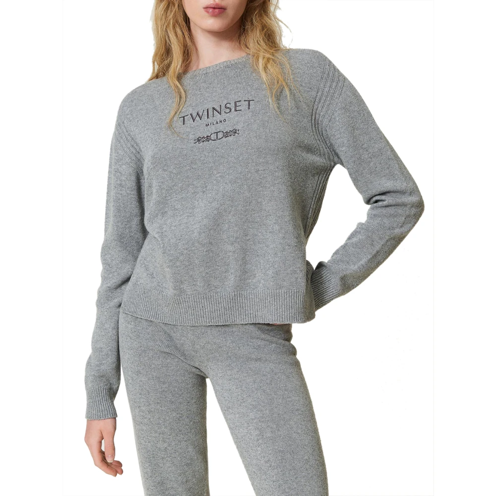 Twinset Melange Grijs Wollen Trui Gray Dames