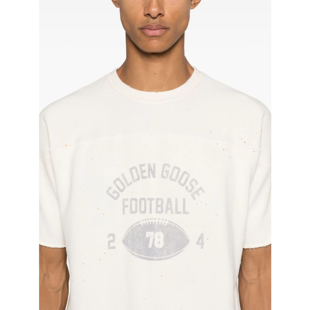 Golden Goose Wit Grafische Print Crew Neck T-shirt White Heren