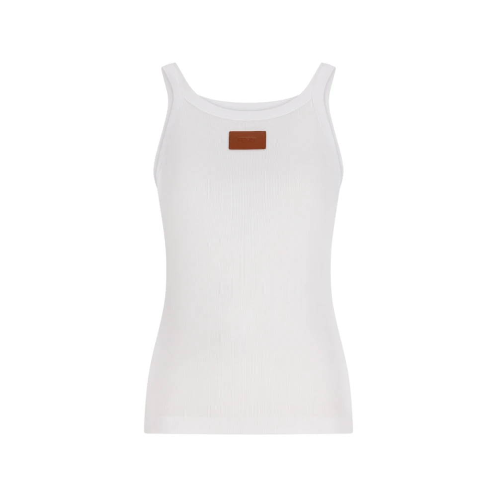 Fendi White Sleeveless Tops, Female, Xs, Ribs Lea Top