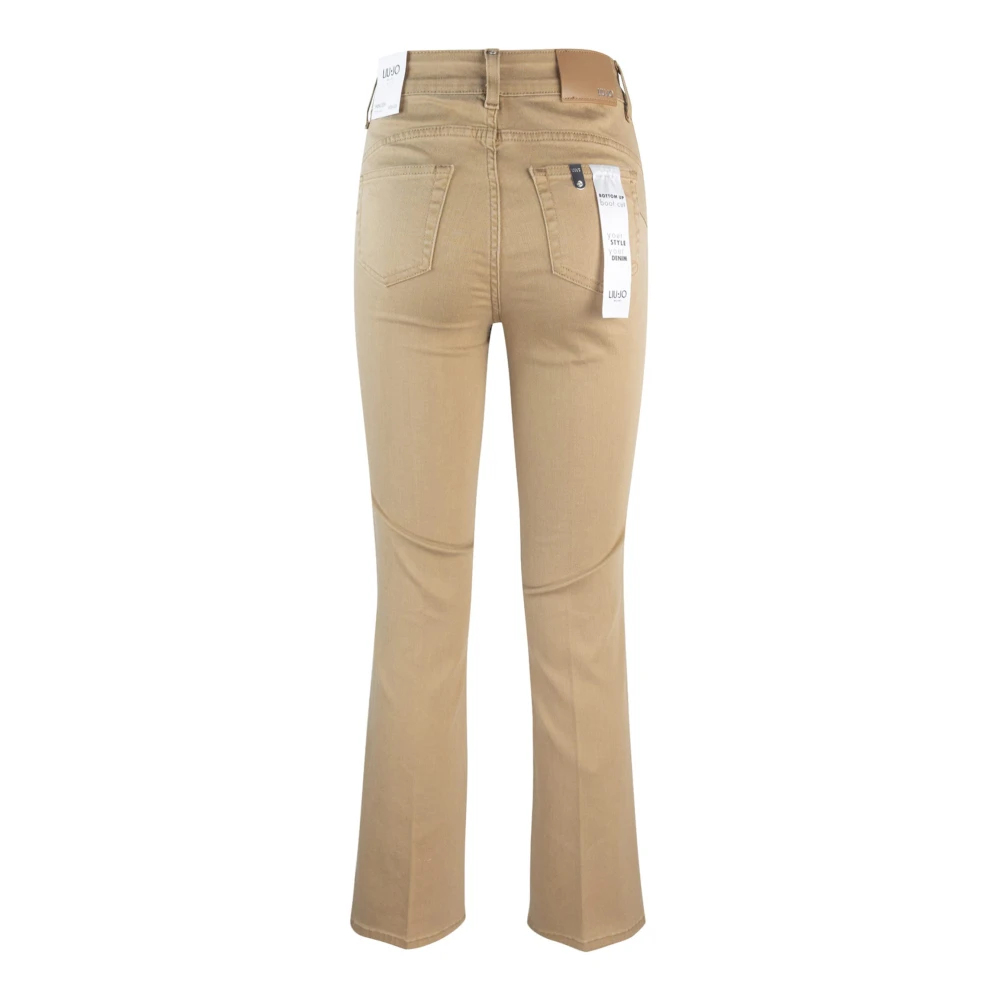 Liu Jo Hoge taille katoenen broek bottom up Beige Dames