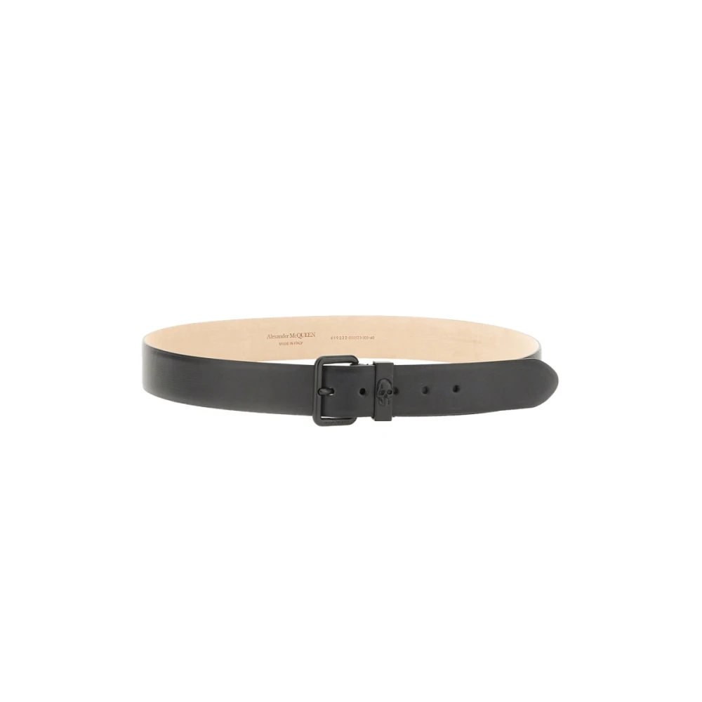 Alexander mcqueen Riem met Logo van Zwart Leer Black Heren