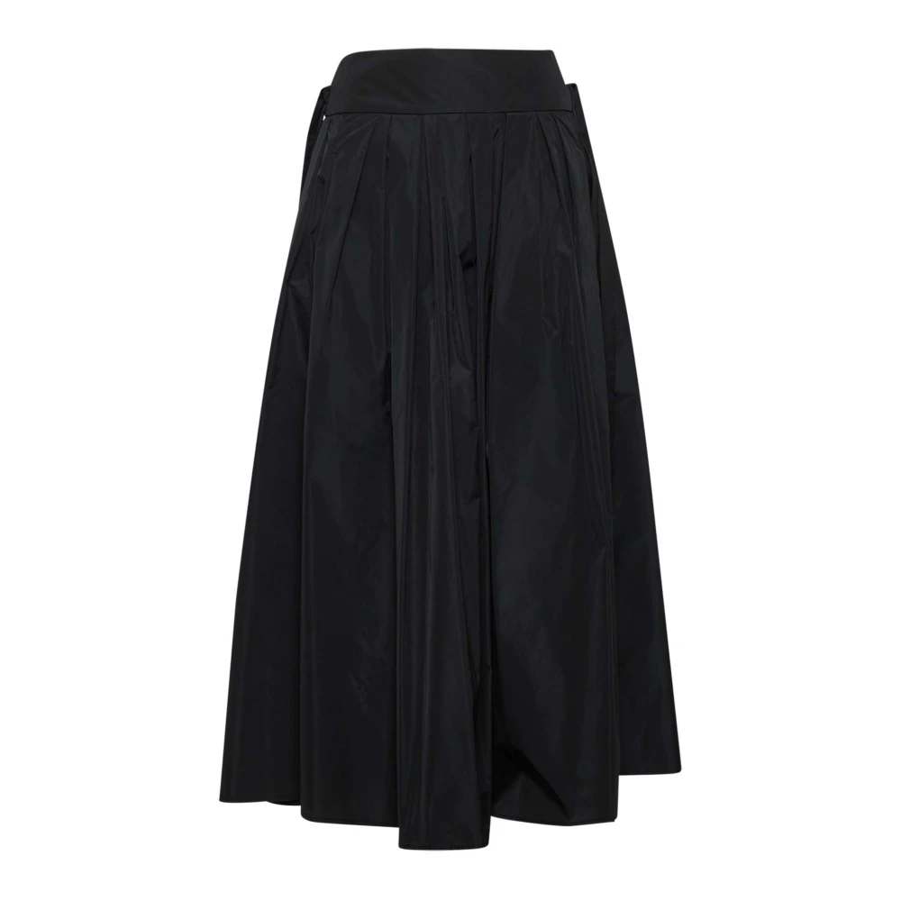 Max Mara Zwarte Geplooide Rok Waterafstotend Enkellengte Black Dames
