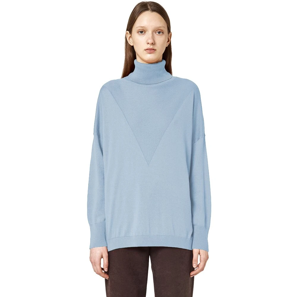 Alpha Studio Zijde Kasjmier Intarsia Trui Blue Dames