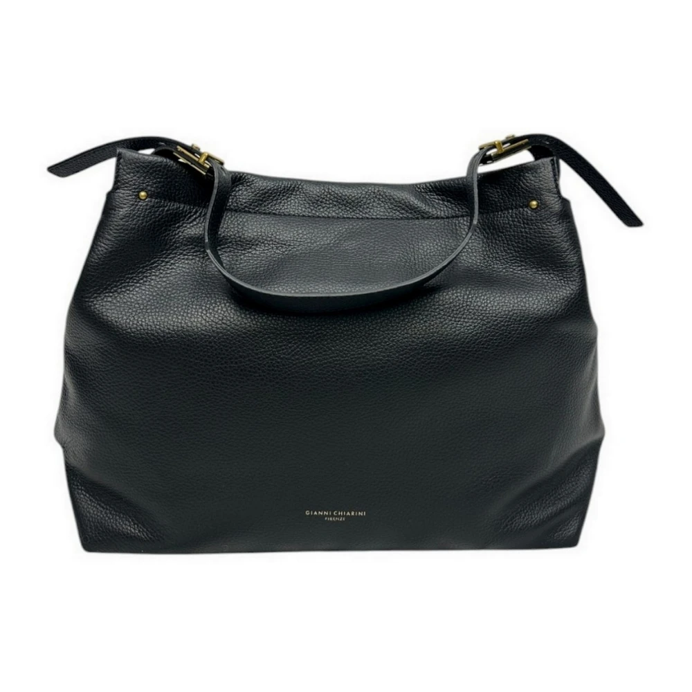 Gianni Chiarini Zwarte Schoudertas met Ritssluiting Black Dames