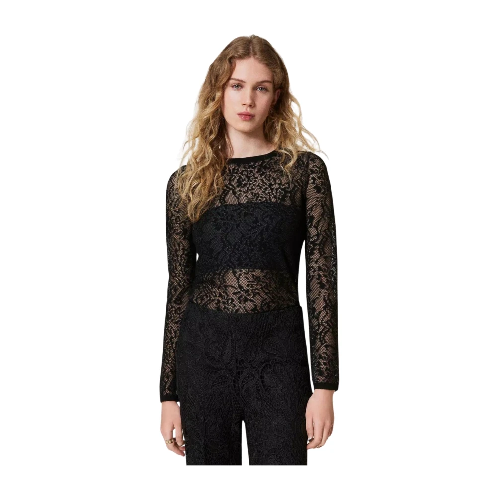 Twinset Kanten Top Black Dames