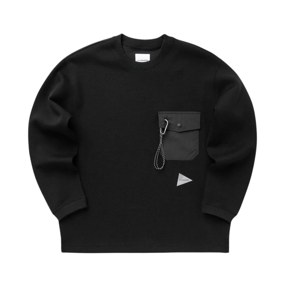 And Wander Minimalistische Zwarte Trui Black Heren
