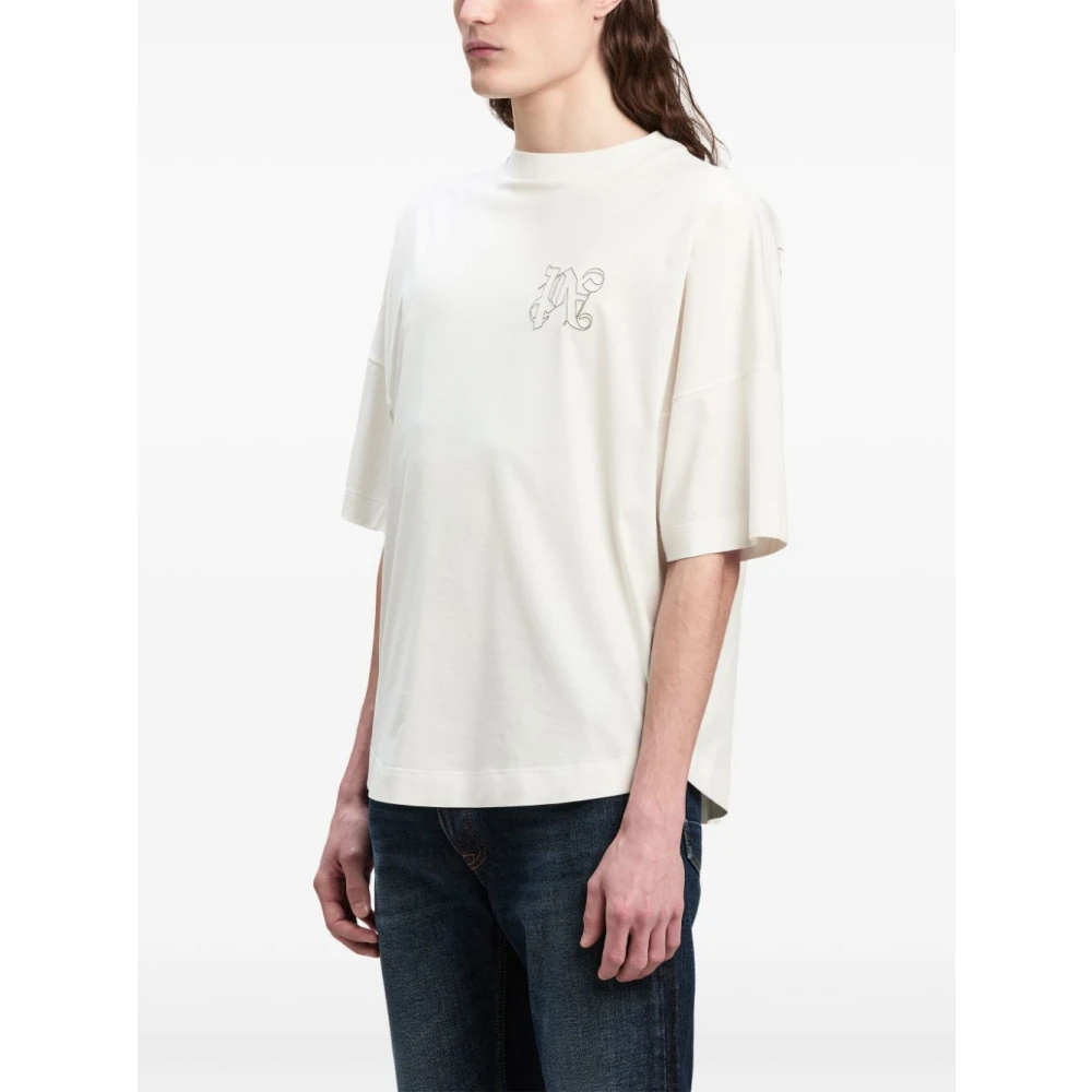 Palm Angels Witte T-shirts Polos voor mannen White Heren