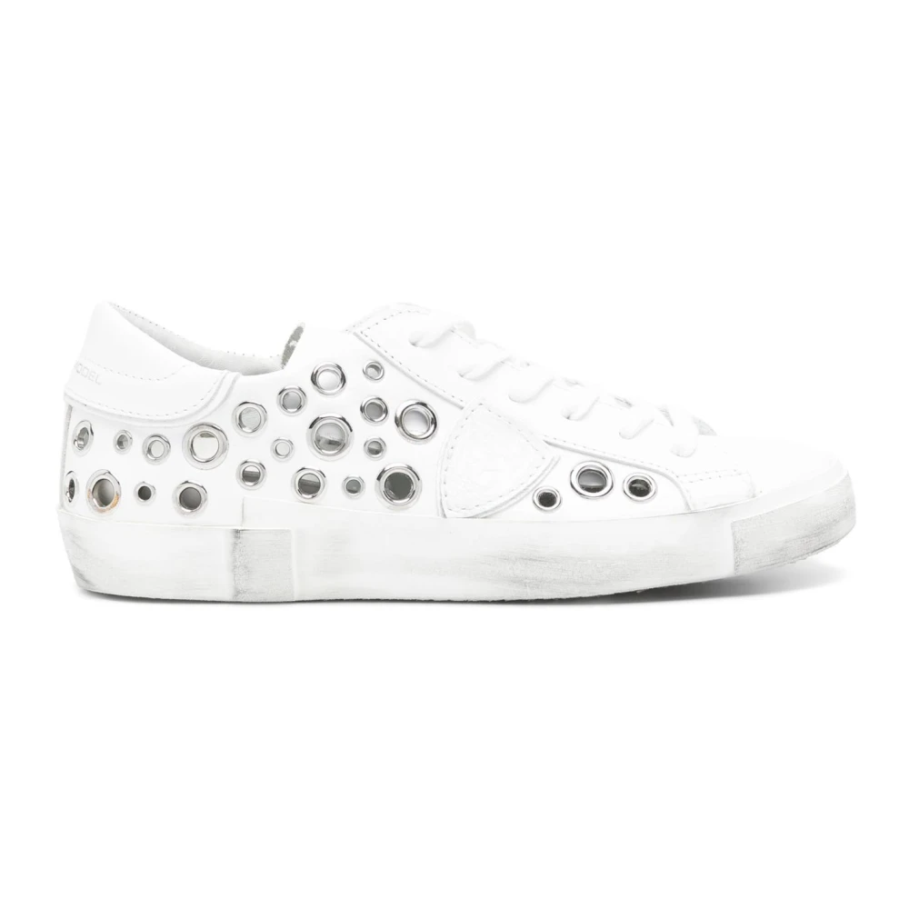 Philippe Model Women's White Sneakers, 3 Uk, Leather Trainers Vintage Style