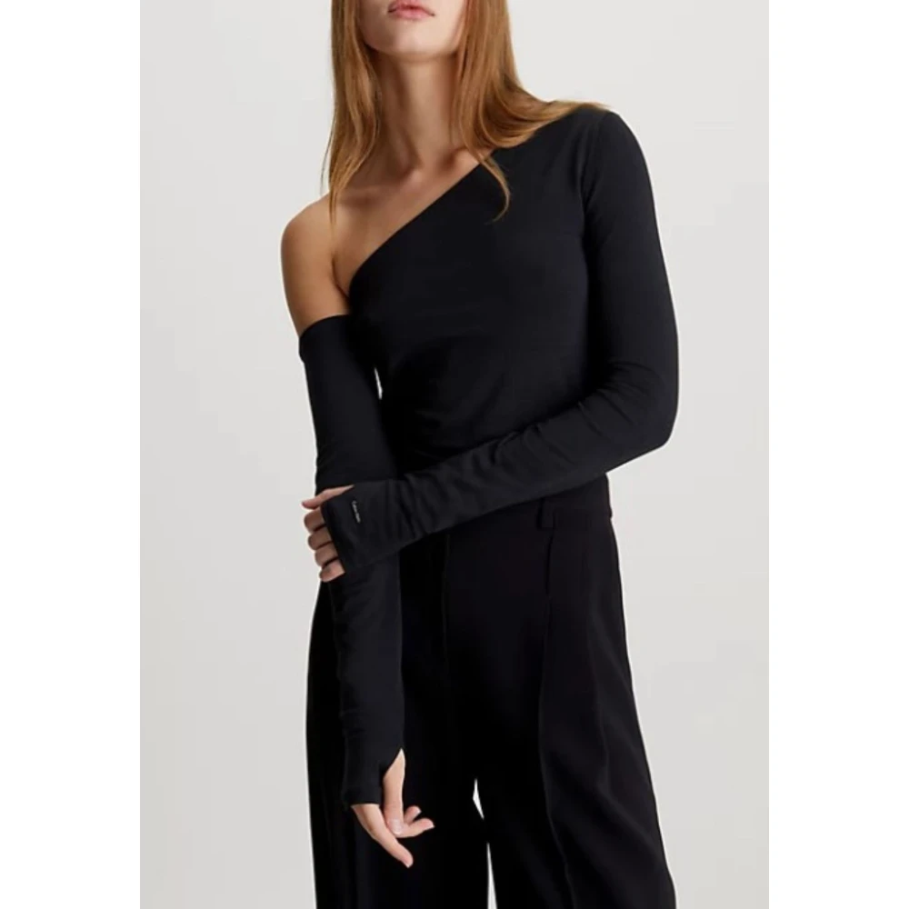 Calvin Klein Off Shoulder Modal Top Black Dames