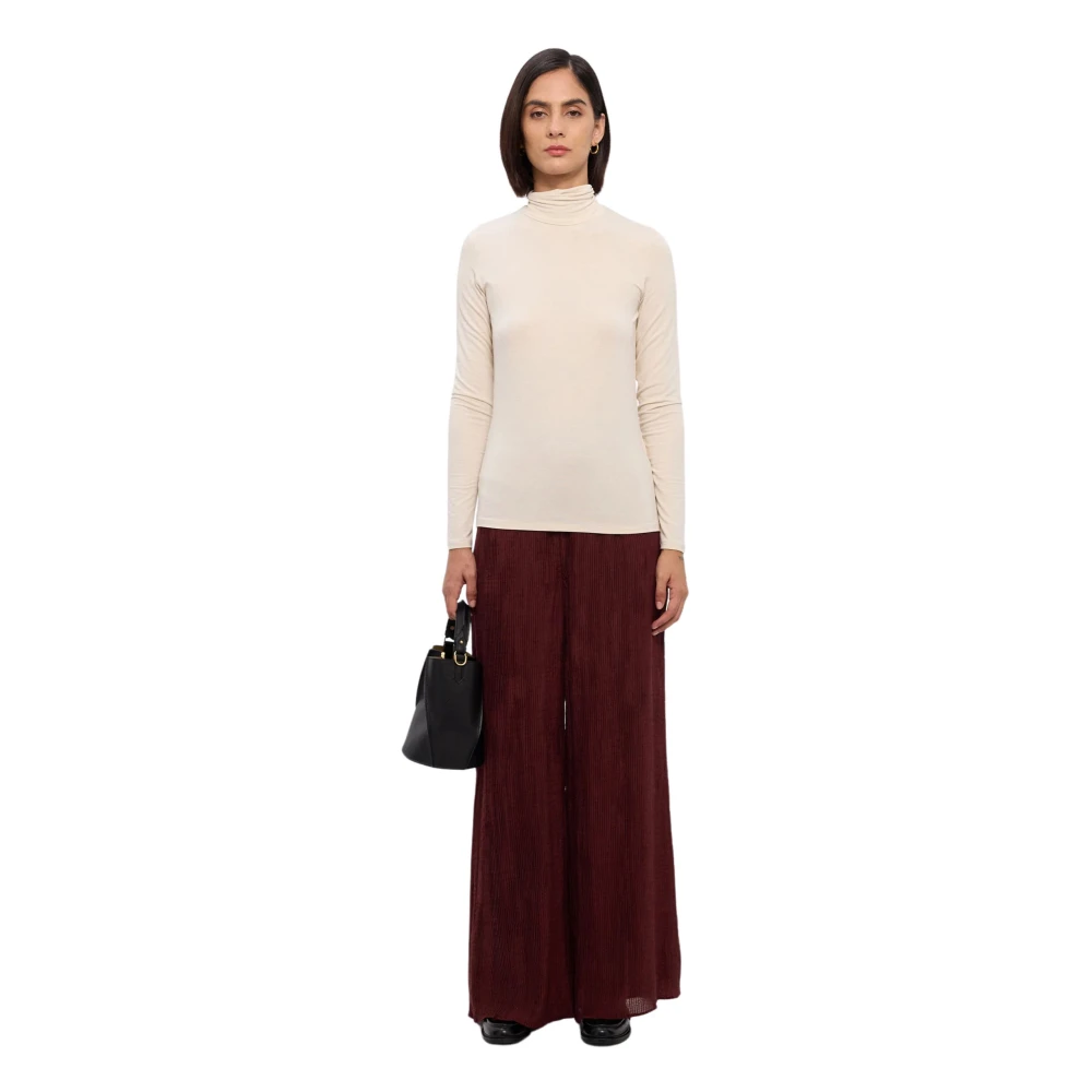 Max Mara Weekend Hoge hals Jersey T-shirt met Print Beige Dames
