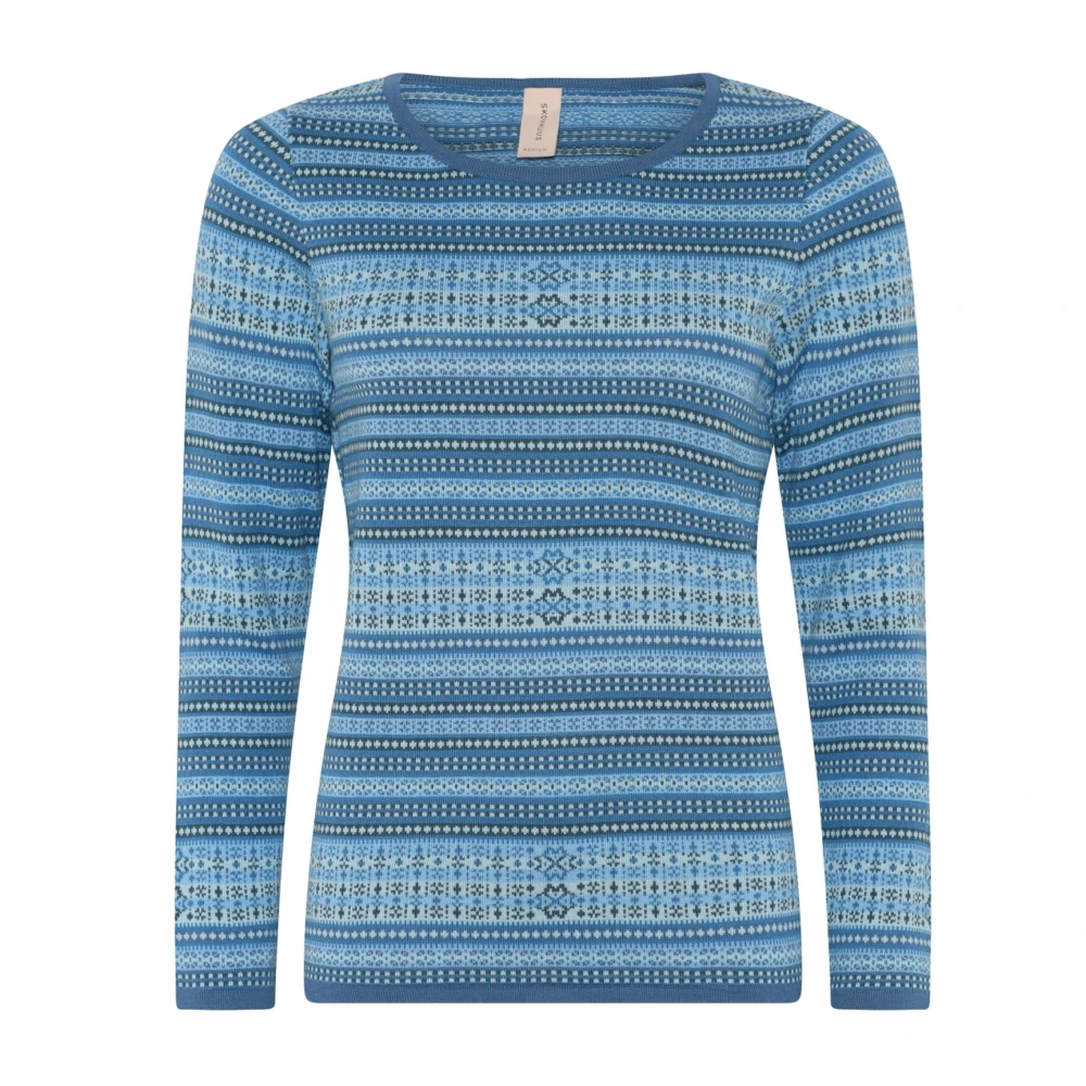Skovhuus Mini Jaquard Pullover Blouse Indian Blue Dames