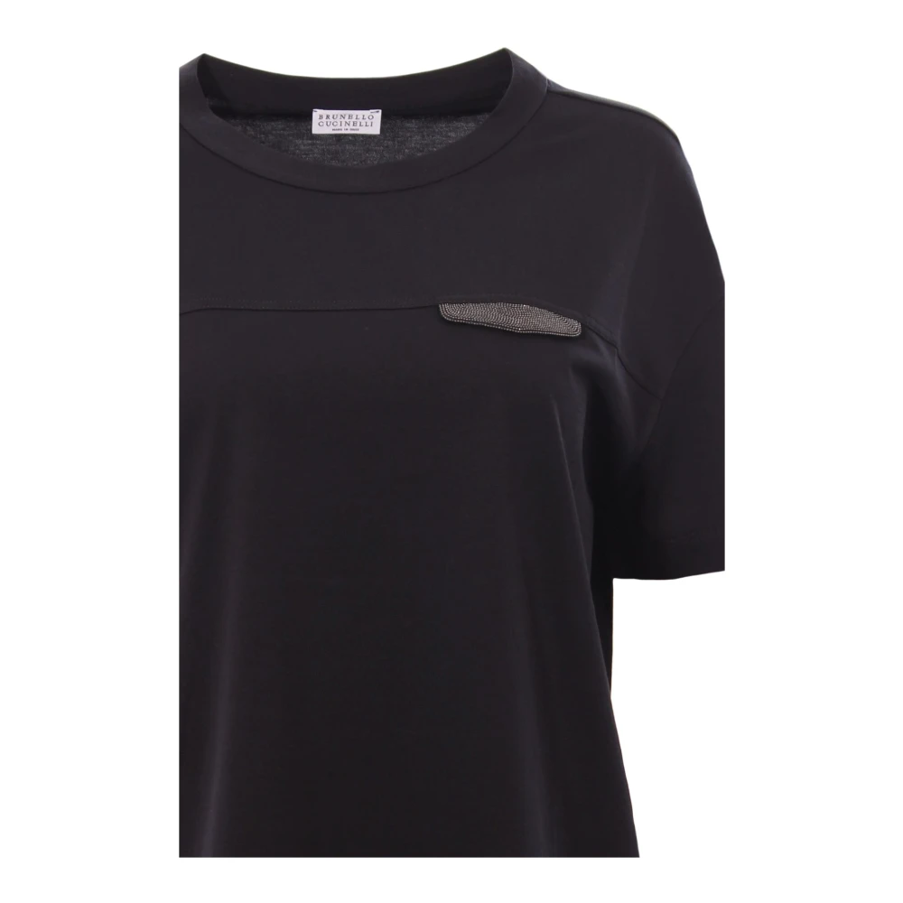 BRUNELLO CUCINELLI Korte mouwen T-shirt met messing detail Black Dames